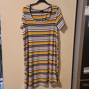 torrid Yellow Black & White Striped Midi Dress